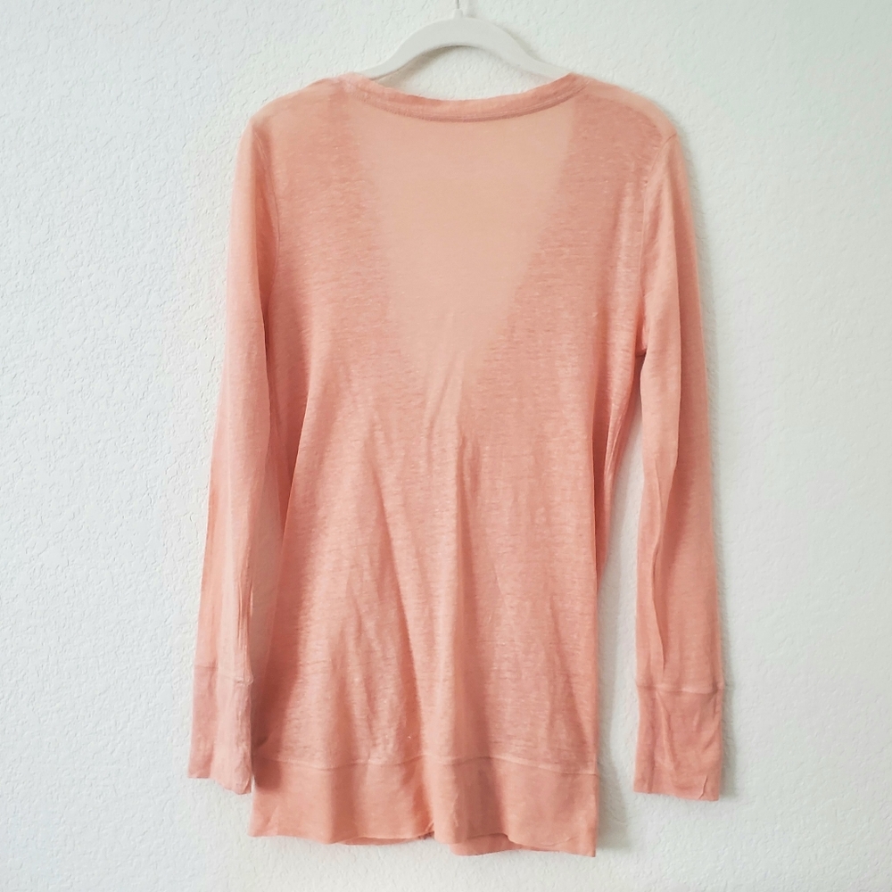 J. Crew 100% Linen Blush Pink Long Boyfriend Cardigan Sweater XS Preppy - Picture 8 of 14